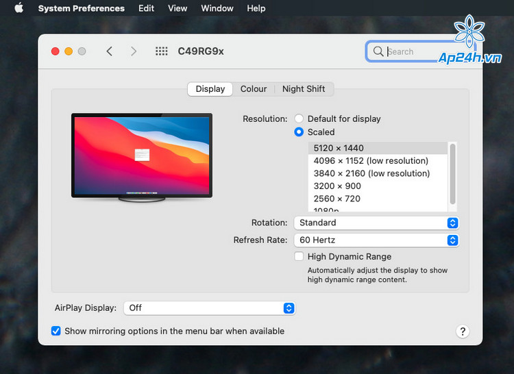 Sửa lỗi màn hình Macbook M1 với màn hình cỡ lớn