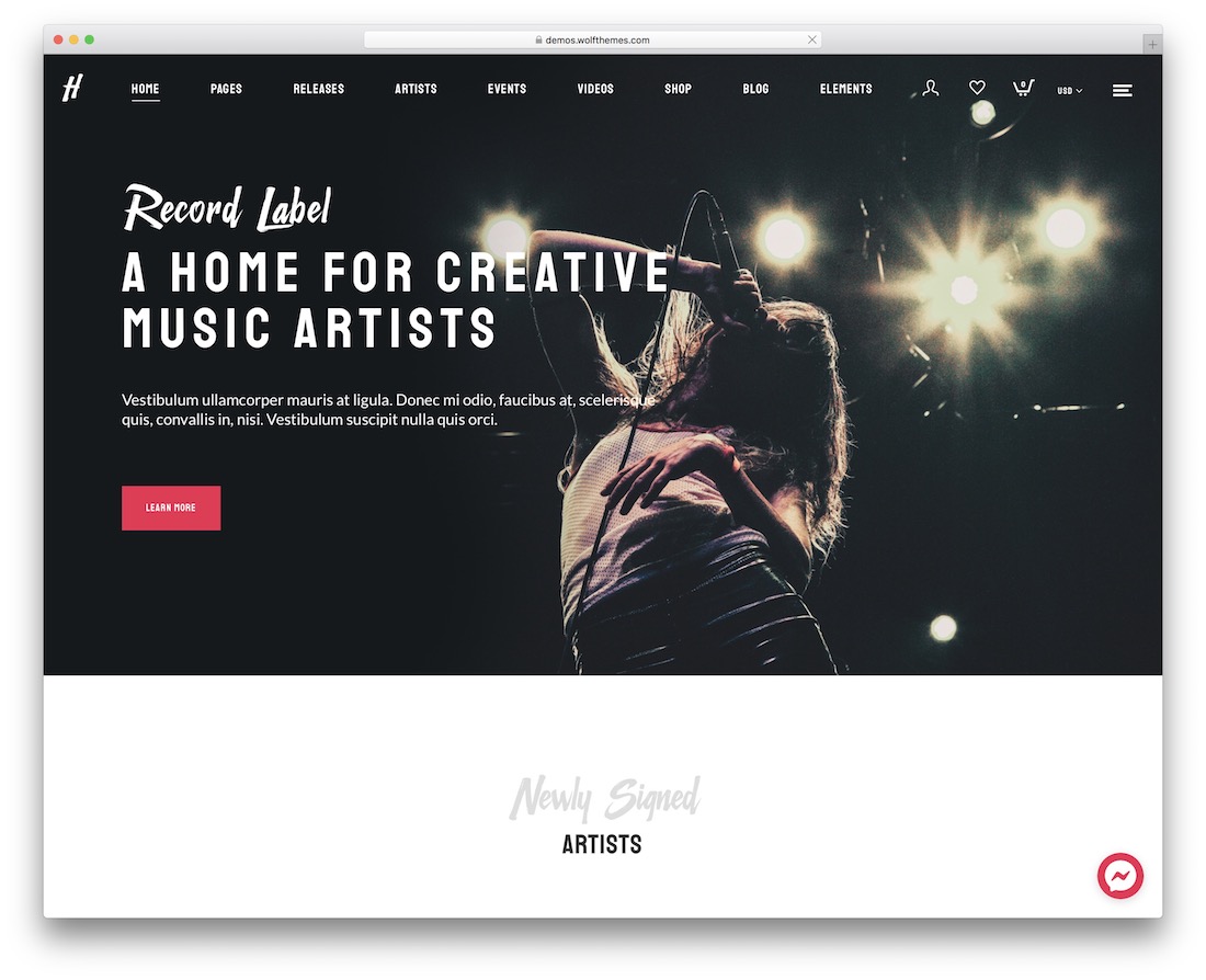 tema herion wordpress untuk musisi