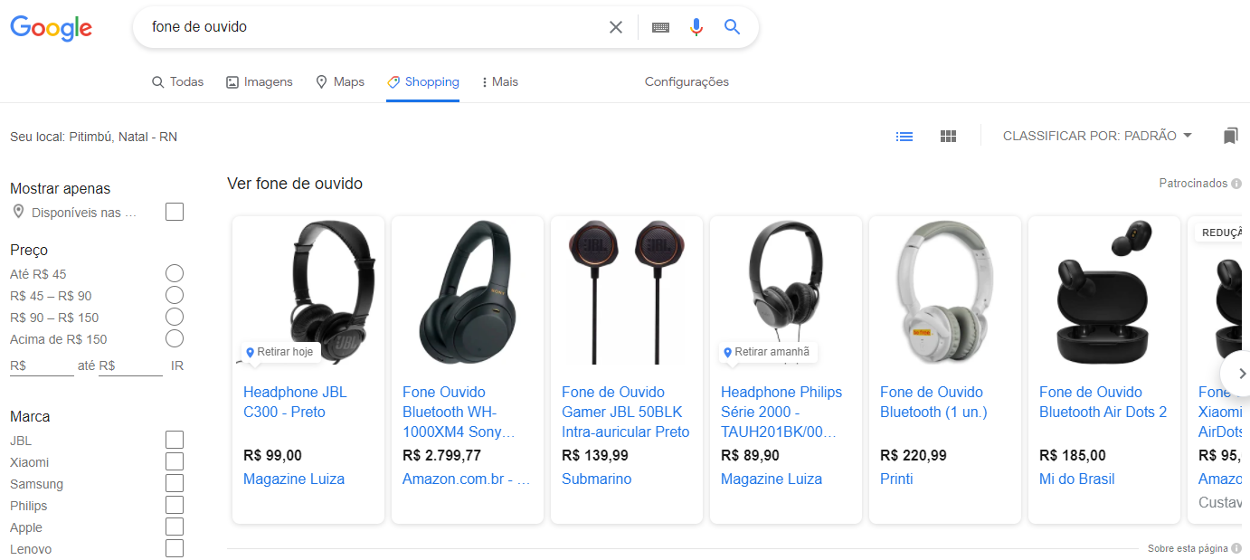 Campanha de shopping google ads