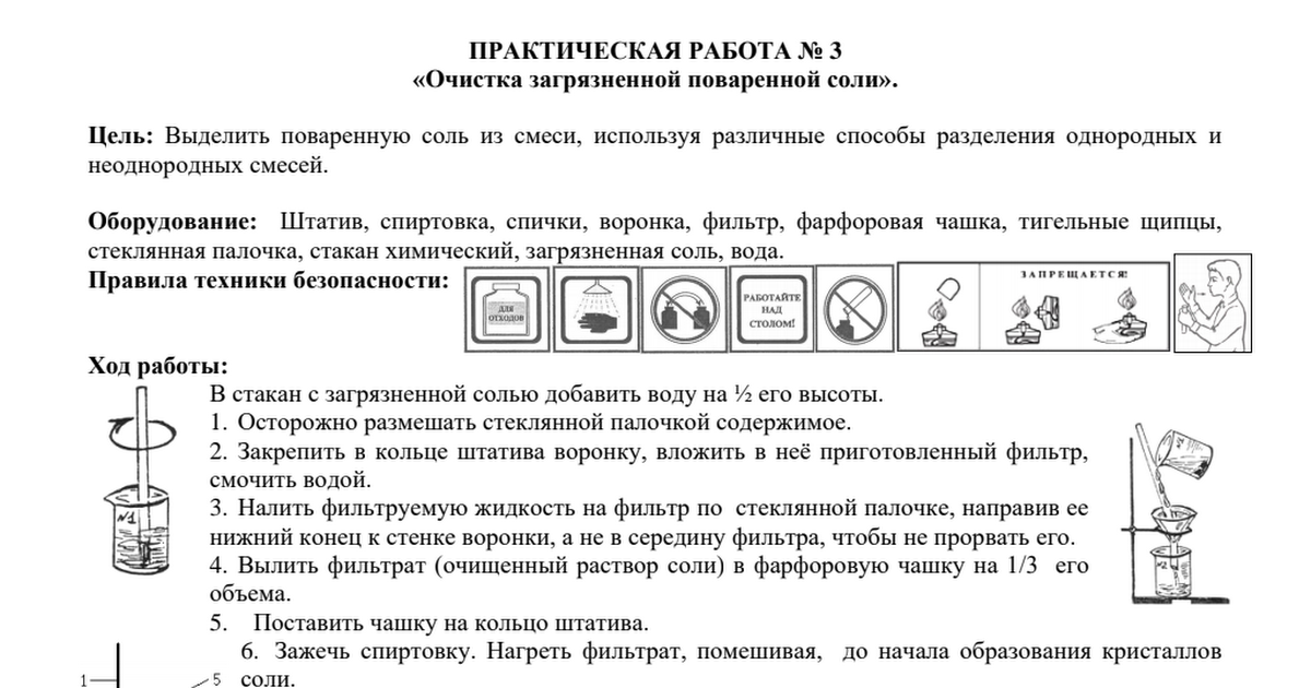 Операции по очистке соли