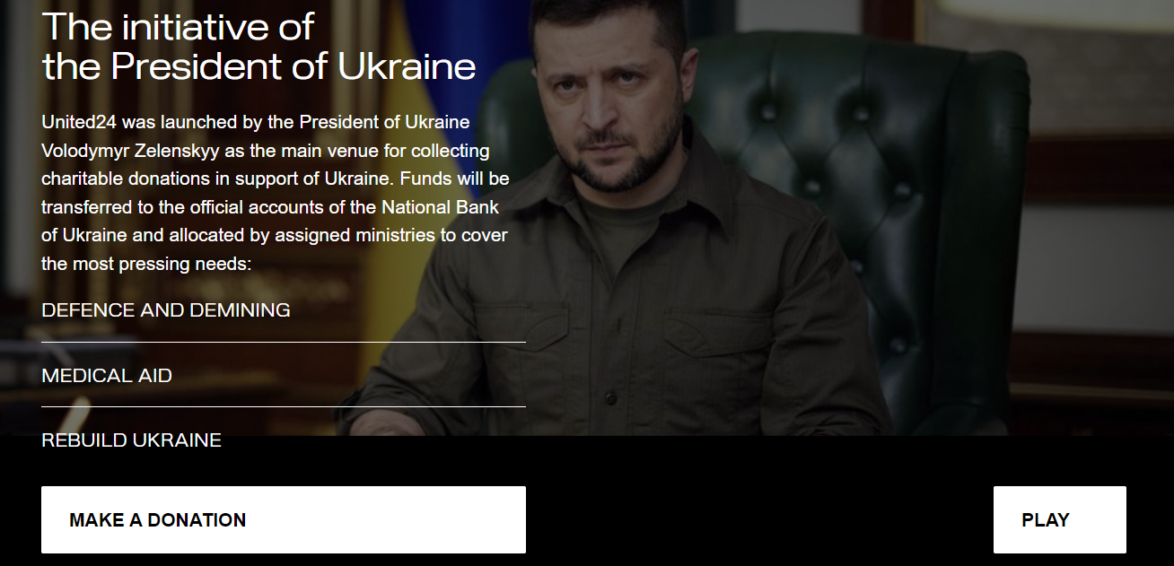 President Zelensky has launched United24 - a new fundraising platform to receive donations from all over the world. United24 supports more than 100 cryptocurrencies such as BNB, ETH, and new-launched $APE. 