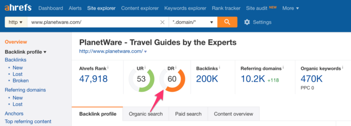 AHREFS site explorer