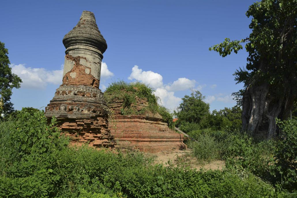 In 2013, excavators found an urn inside this crumbling brick stupa and concluded it was the remains of Udumbara. (Teza Hlaing | Frontier)