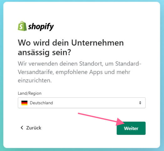 Shopify kostenlos Testen Einrichten Schritt 4