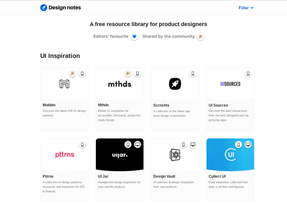 Design Notes' library resources on Product Design.
