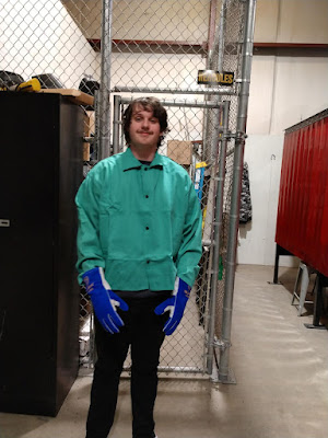 Ethan in his welding class