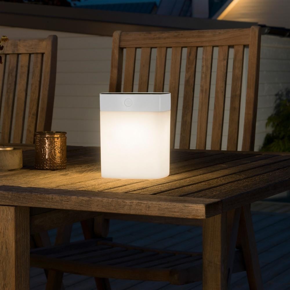 Solar Powered Dimmable LED Garden Table Light, White | ideas4lighting |  SKU27224I4L