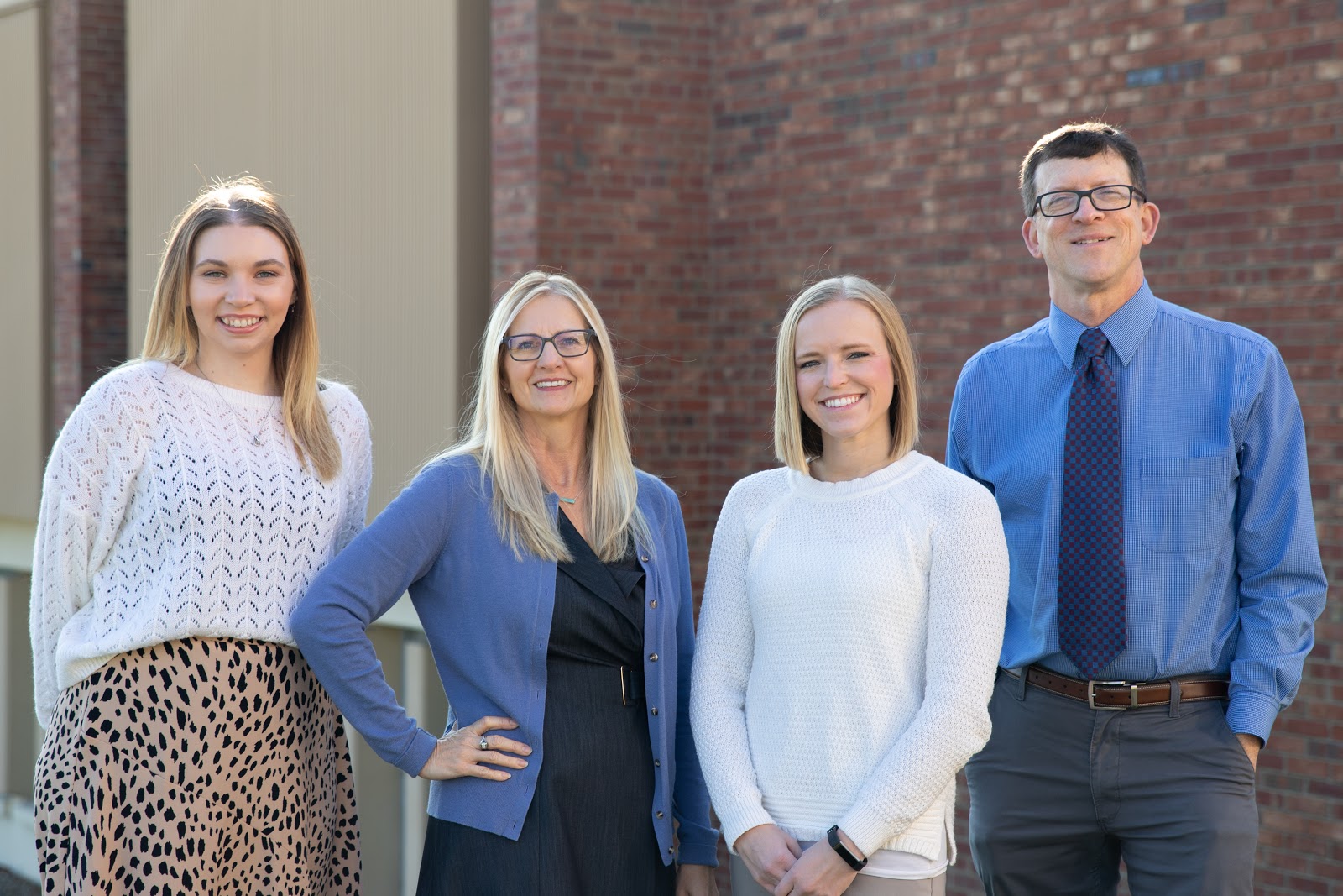 Four people who are the Success Center staff, left to right:  Lynnsey Doane, Ruth Ann Herstek, Lauren Abersold, Jim Shields