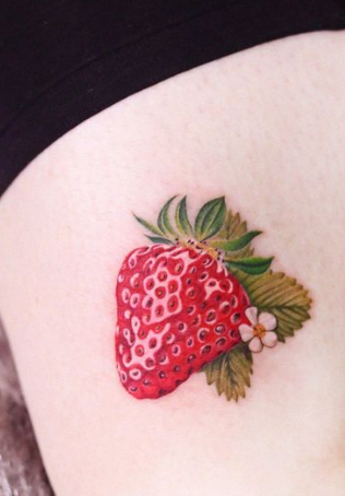Strawberry Watercolor Tattoo