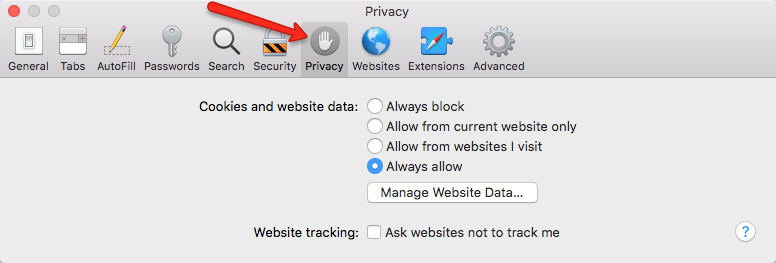 Safari Preferences Privacy