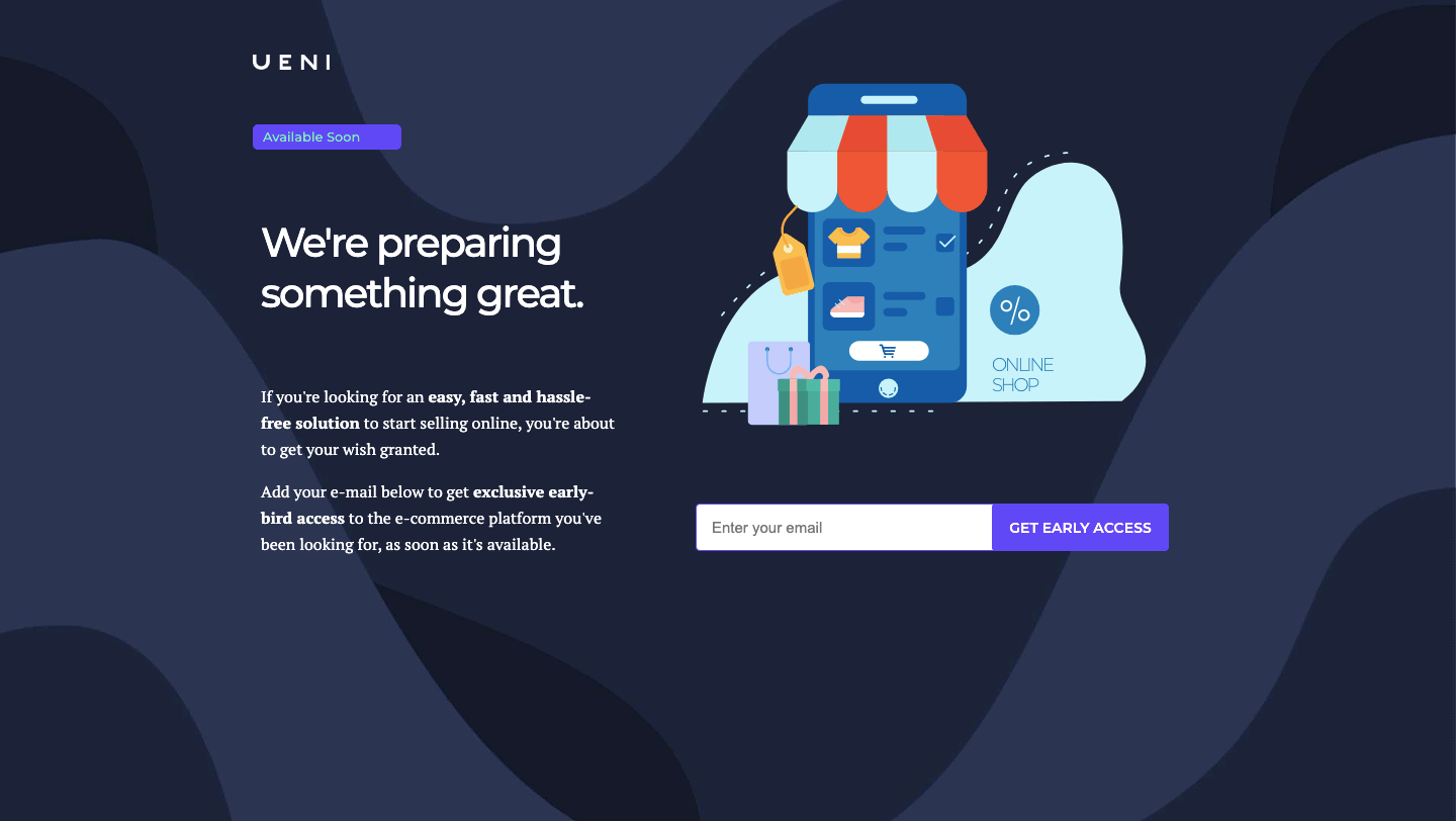 lead generation landing page - landing page with email collection and early access