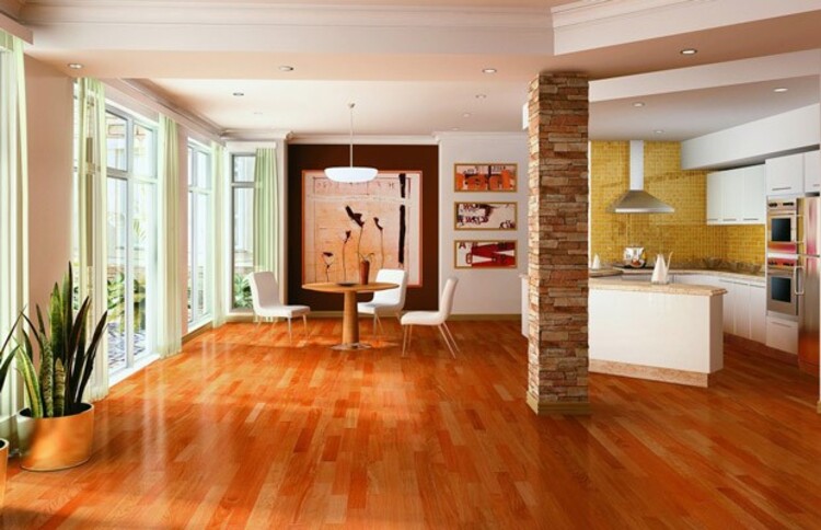 Sàn gỗ căm xe với màu sắc đẹp, tăng sự ấm cúng cho không gian căn hộ 