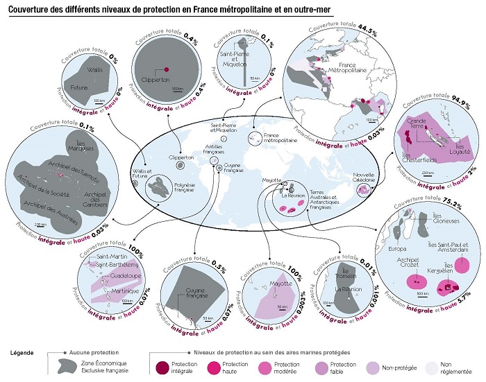 La répartition des Aires Marines Protégées en France métropolitaine. 