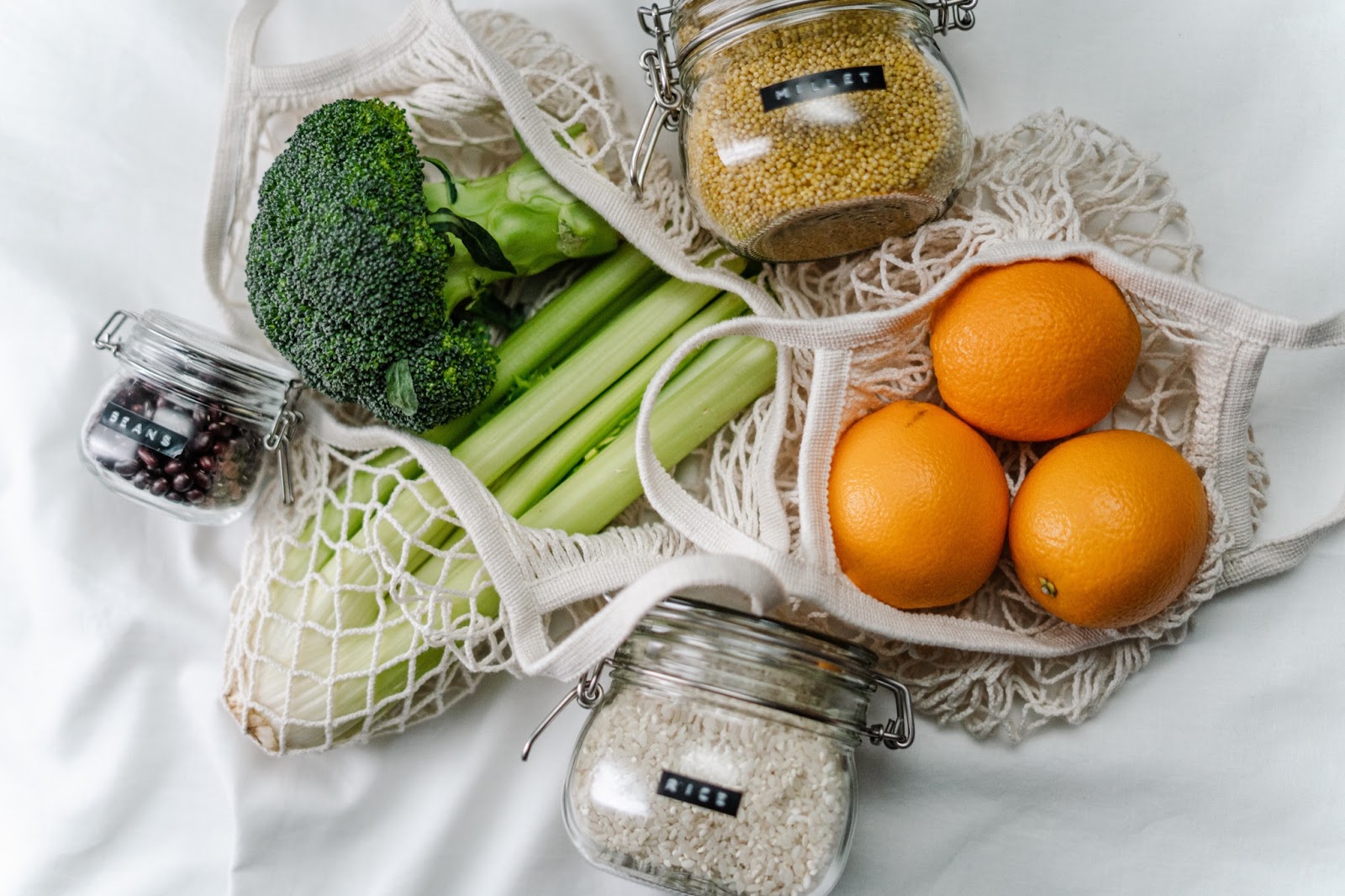 fruit and veg in reusable bags