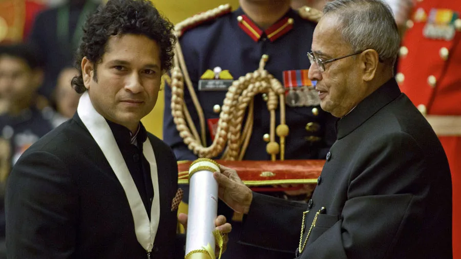 Sachin Tendulkar receiving the most prestigious award “Bharat Ratna”