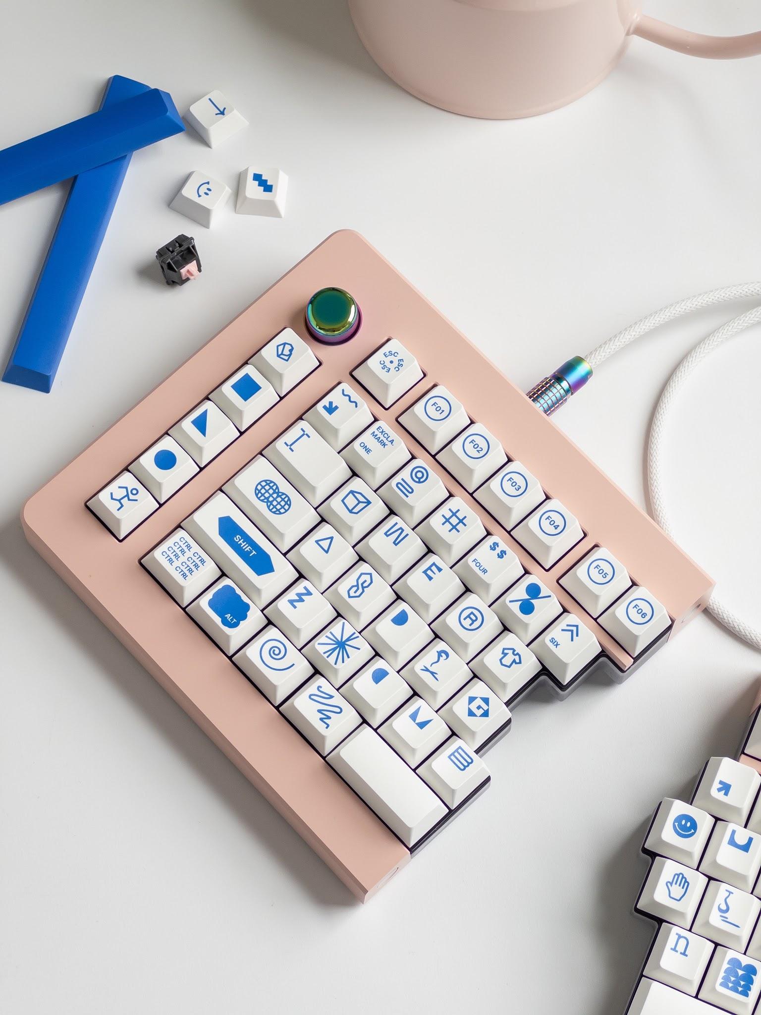 Aphrodite (E-Pink) with PBT RAW keycaps