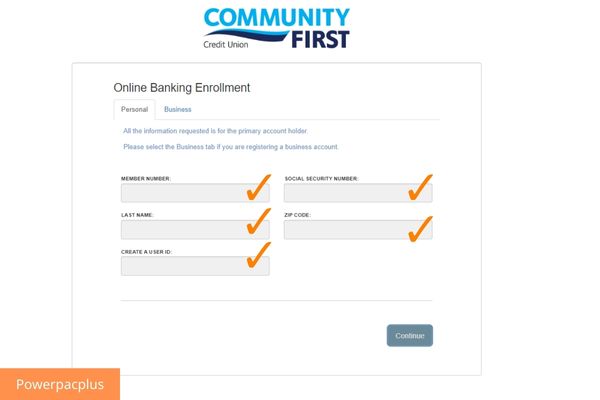 enroll a community first credit union account