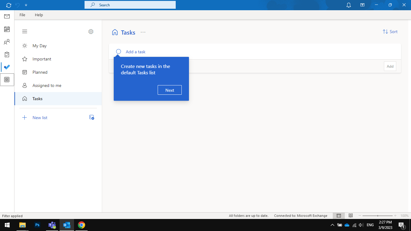 Microsoft To-Do interface within MS Outlook