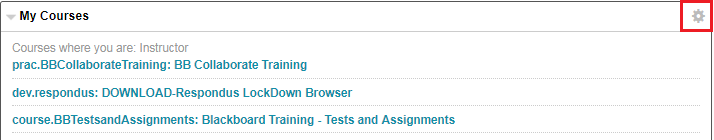 On my courses screen, the grey gear icon is highlighted