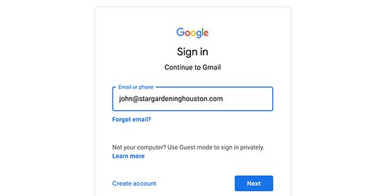 Faça login no Gmail com seu e-mail de domínio personalizado