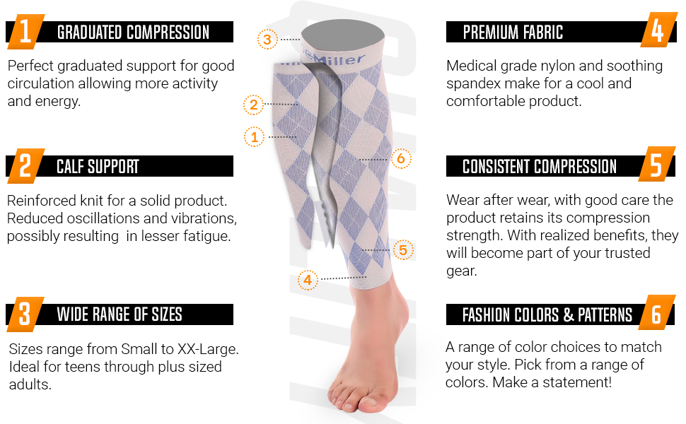 Calf Compression Sleeve Support Sock Recovery Shin Splints Varicose Veins Relief Pain Running Sports
