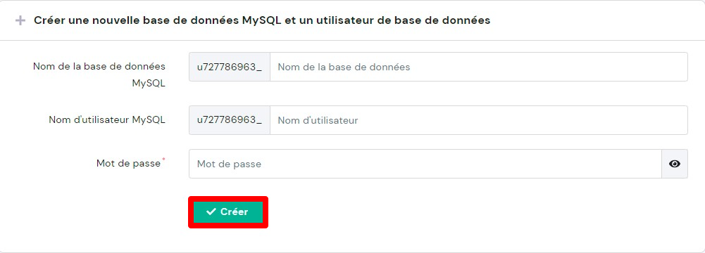 Création d'une nouvelle base de données MySQL et d'un nouvel utilisateur de base de données sur hPanel