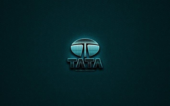 Download wallpapers Tata glitter logo, cars brands, creative, blue metal  background, Tata logo, brands, Tata for desktop free. Pictures for desktop  free
