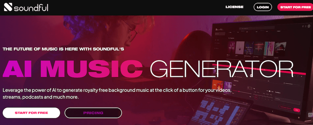 Soundful. Ai music generator for content creators. Homepage Screenshot