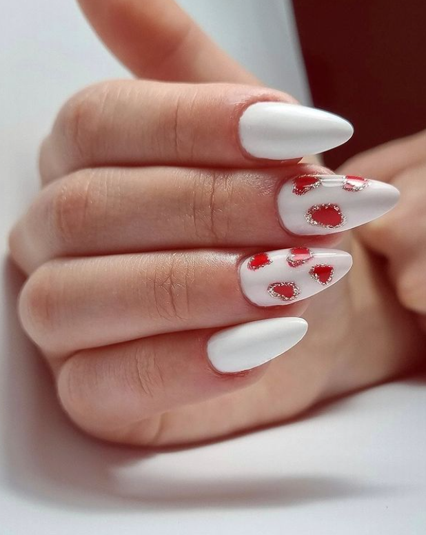 Show Some Love White Nails With Design