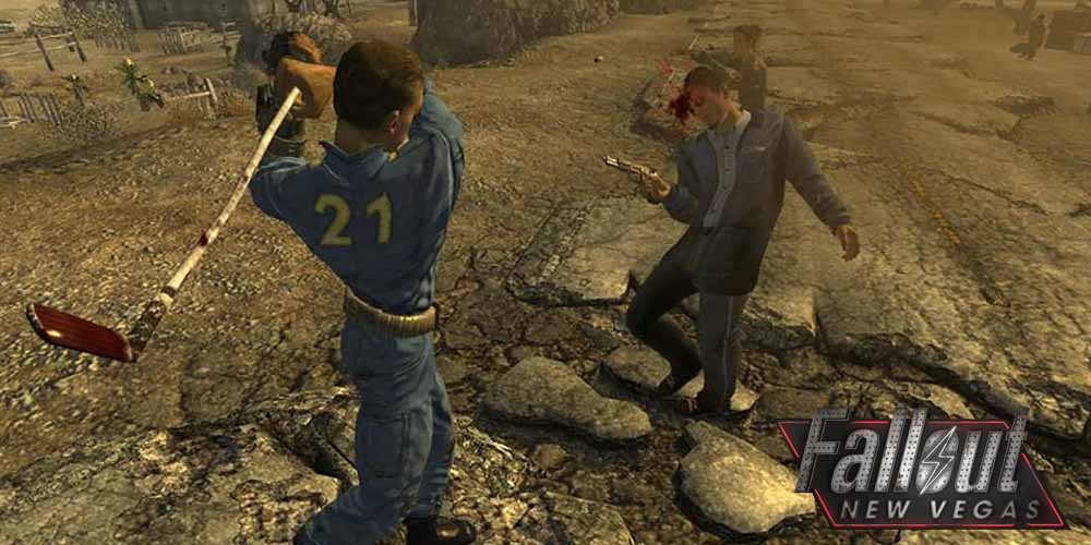 A guy fighting and punching in Fallout New Vegas