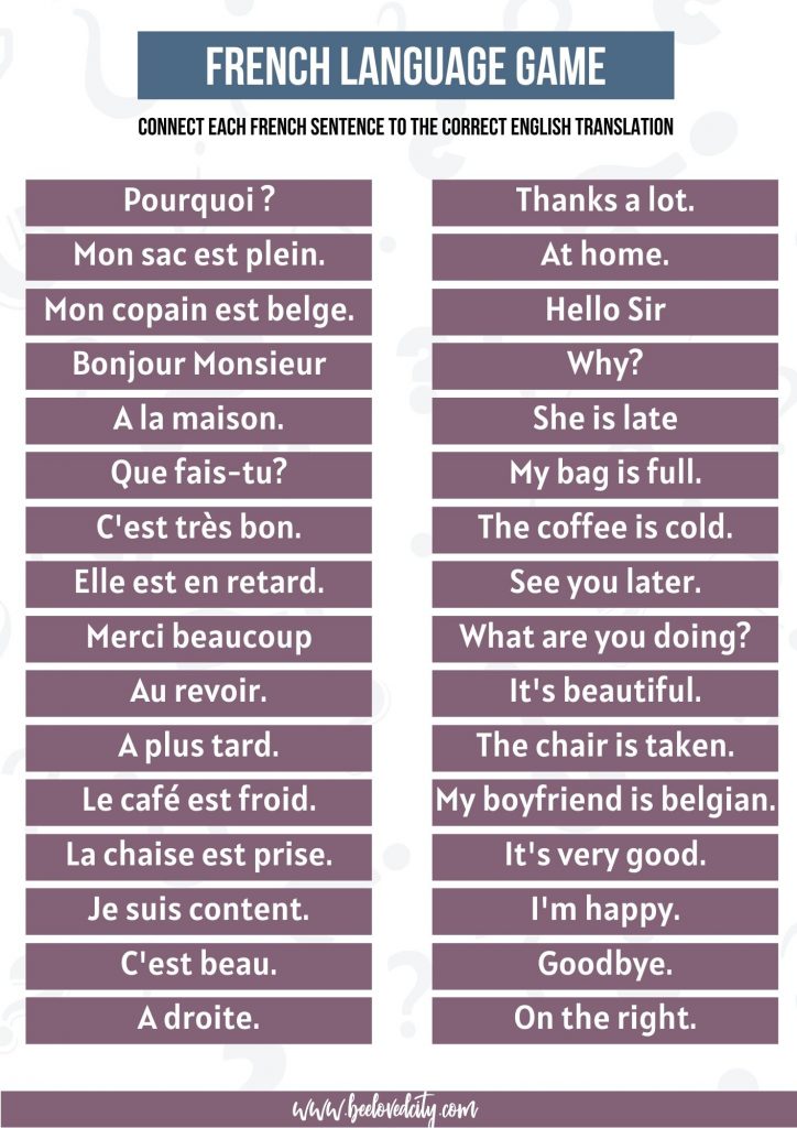 French language quiz questions