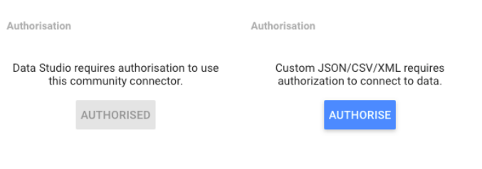 Google Data Studio JSON: Authorization