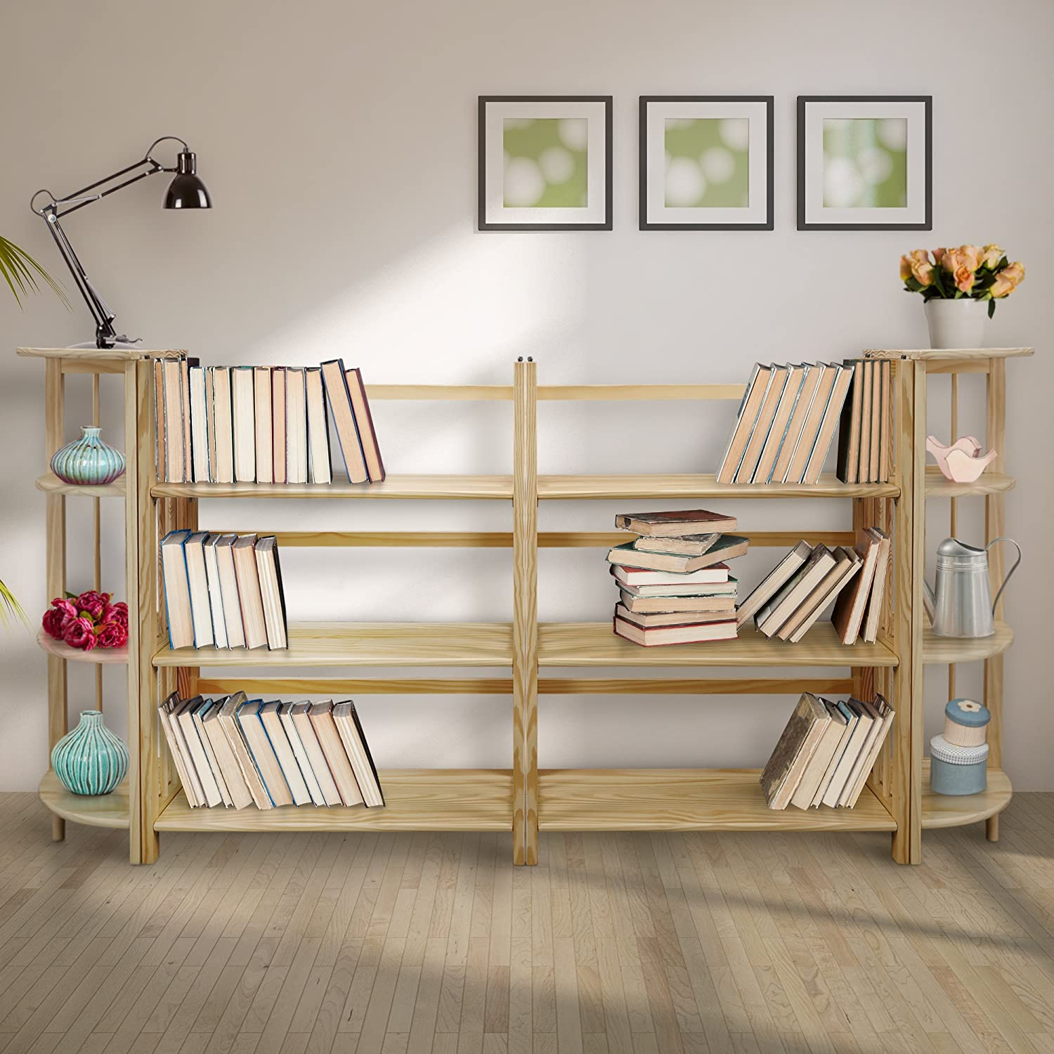 An excellent folding bookcase calls the name of Casual Home 3-Shelf Folding Stackable Bookcase. This one is solid and versatile, combining sturdiness and adaptability. 
