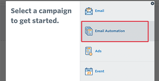 Campanha de automação de e-mail