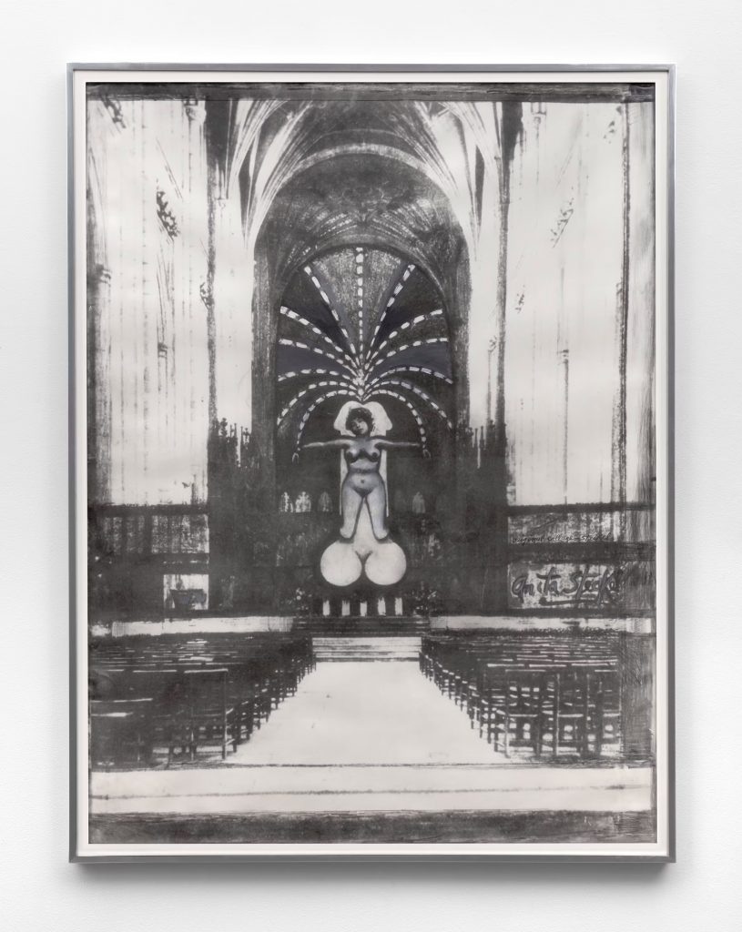 Anita Steckel, Murder by Church Sanctioned Illegal Abortion, c. 1969-1974, Silver gelatin print, gouache, graphite. Hannah Hoffman Gallery, California, USA.