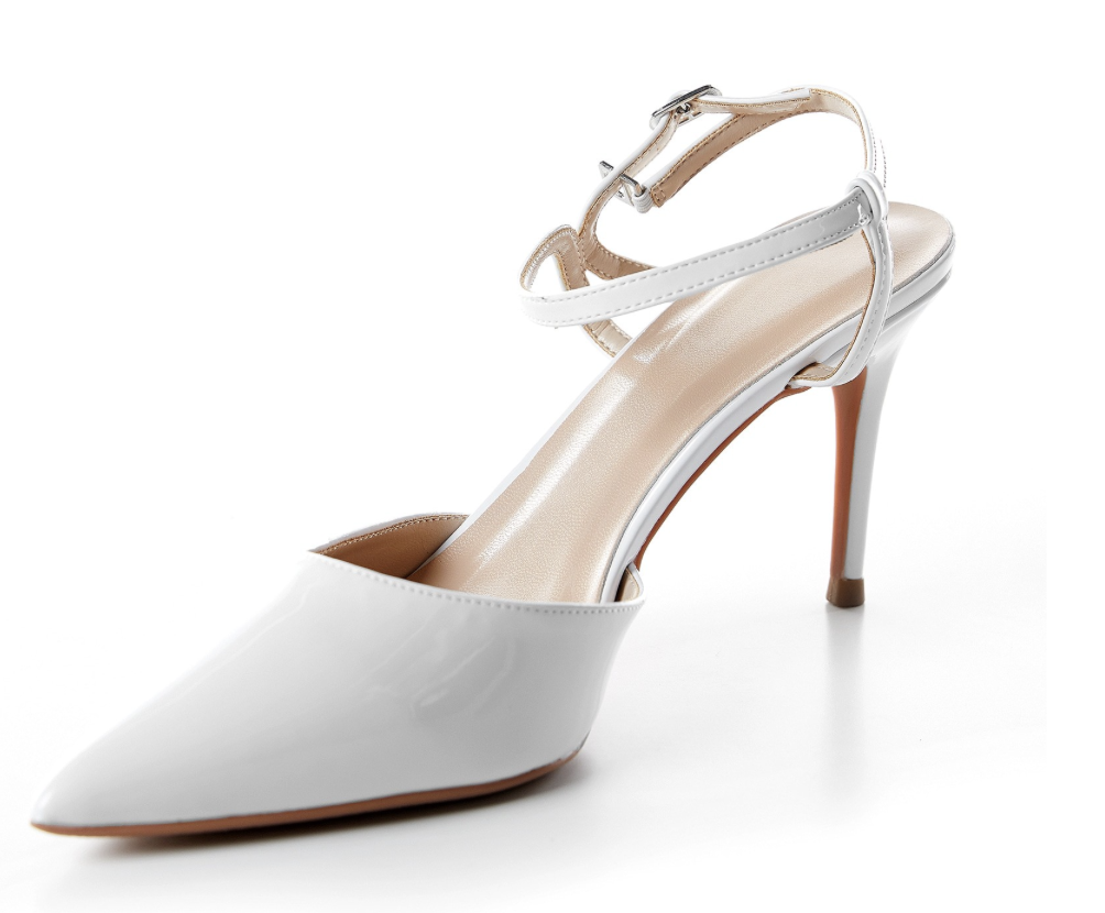 stiletto heel closed-toe wedding shoe
