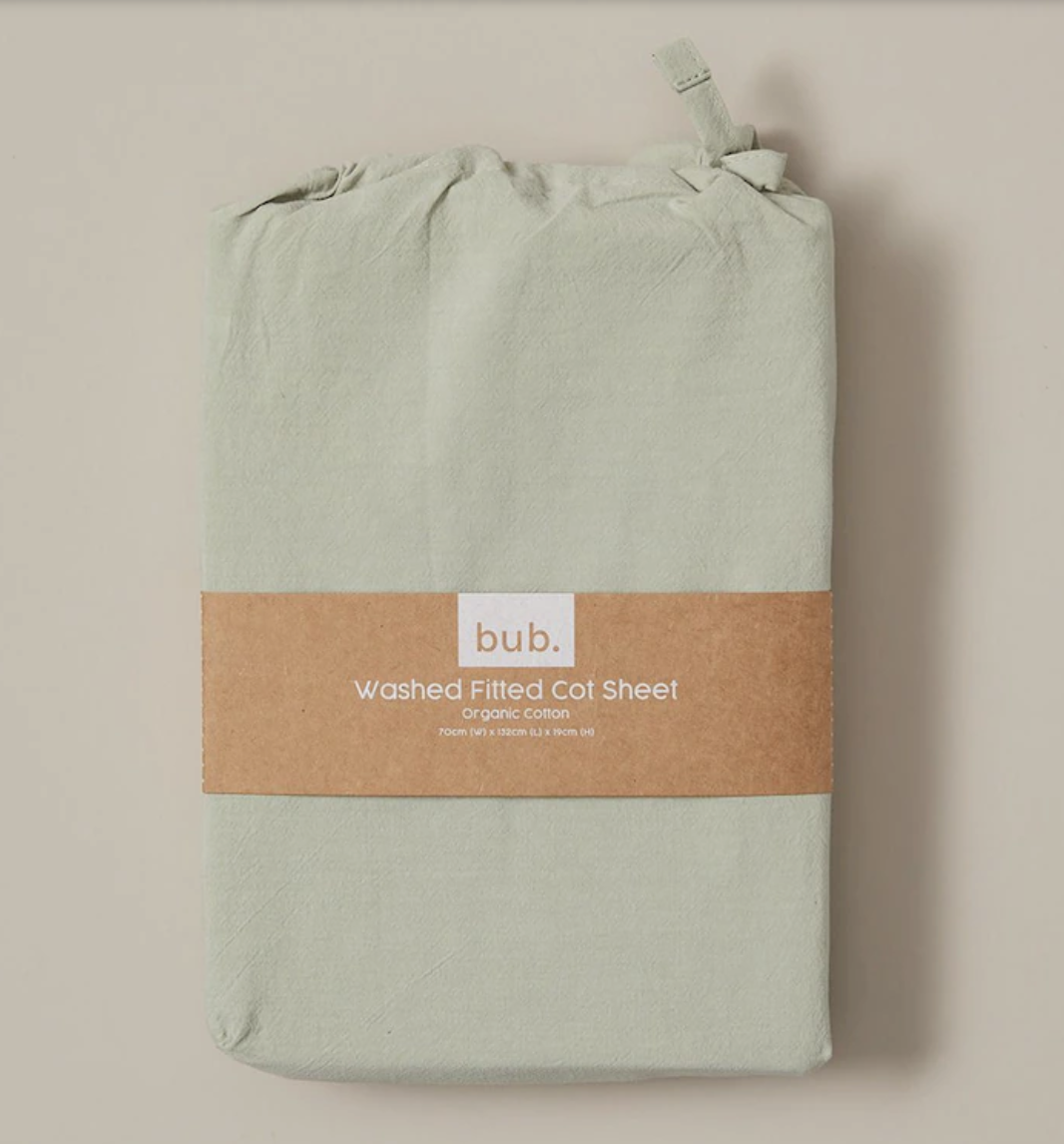 Target bub. Organic Cotton Arlo Washed Fitted Cot Sheet