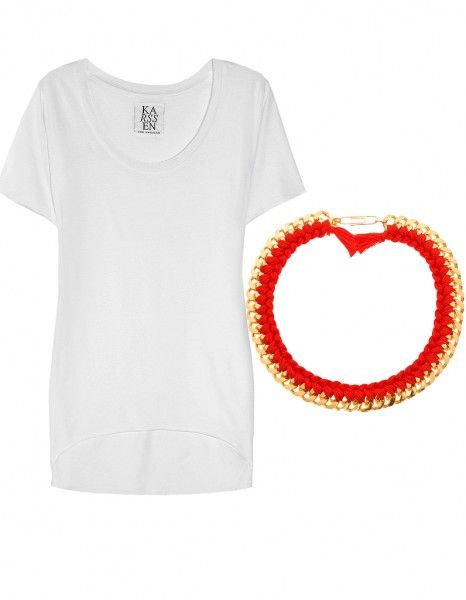 tee-shirt blanc collier