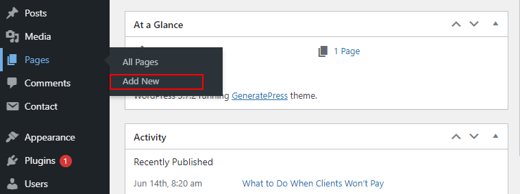 How to create a new page on WordPress