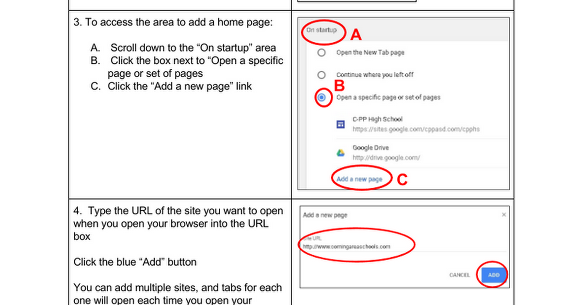 Setting a Homepage in Chrome