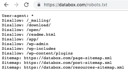 robots.txt file screenshot