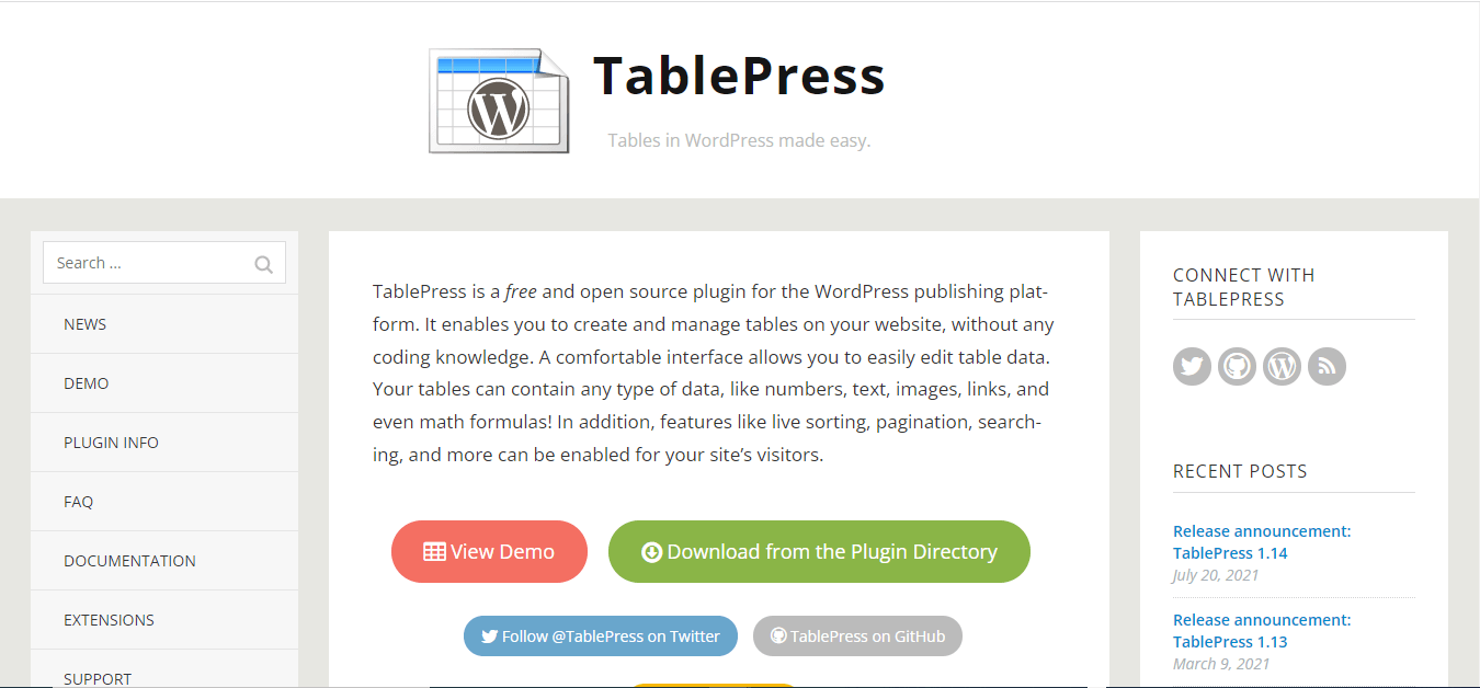 Best WordPress Table Plugins: TablePress. 