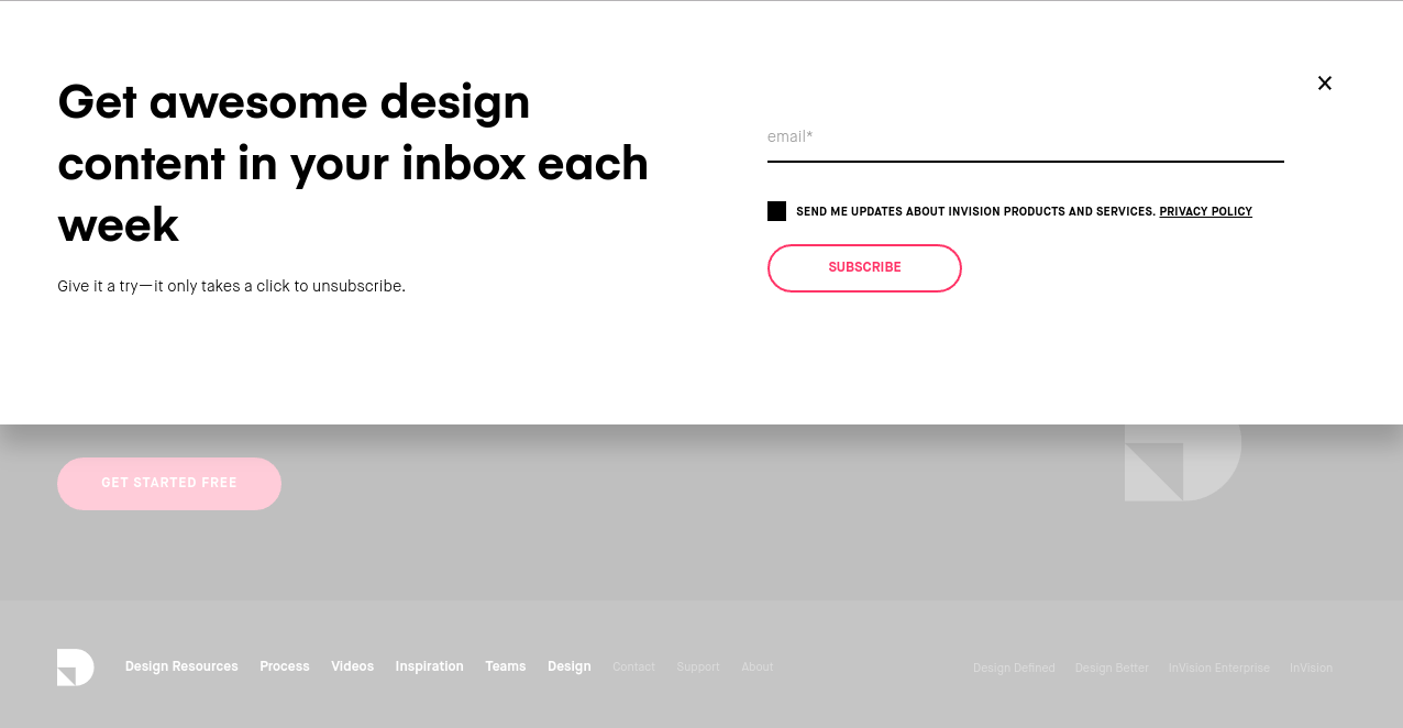 invision's website has a clear call to action