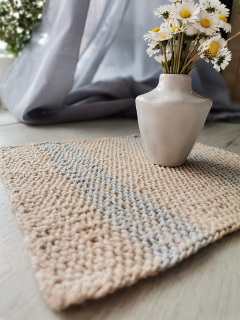 rustic knit rug on floor