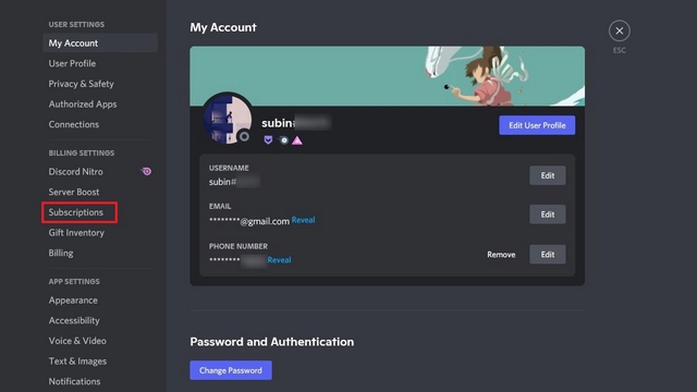 Find Discord Subscriptions