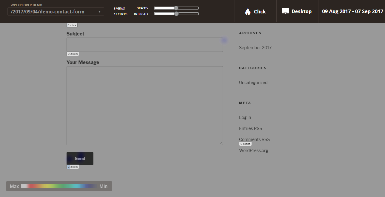 clique no mapa de calor no fluxo do mouse para wordpress