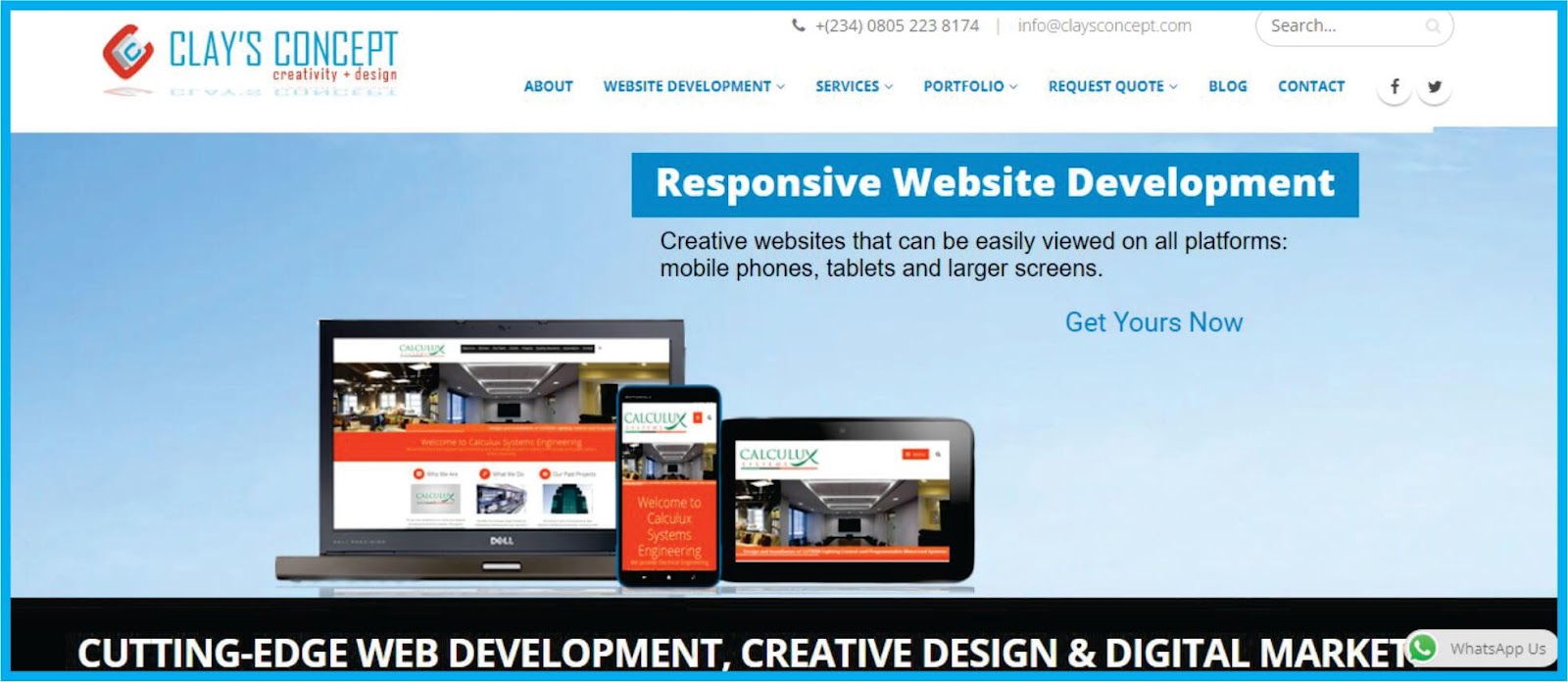 Clay's concept web design company Lagos