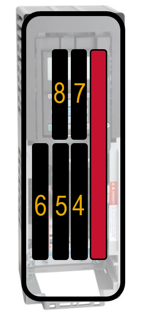 Numeración de los puertos para módulos opcionales para PowerFlex 755 frames 2 al 10