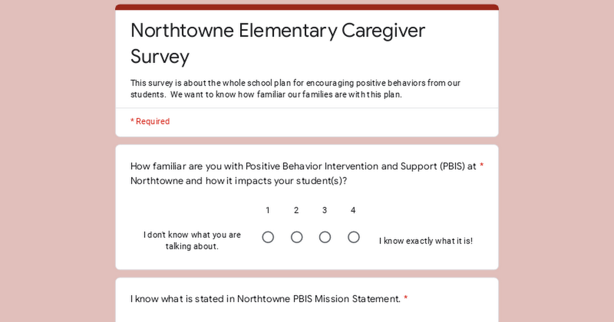 Northtowne Elementary Caregiver Survey