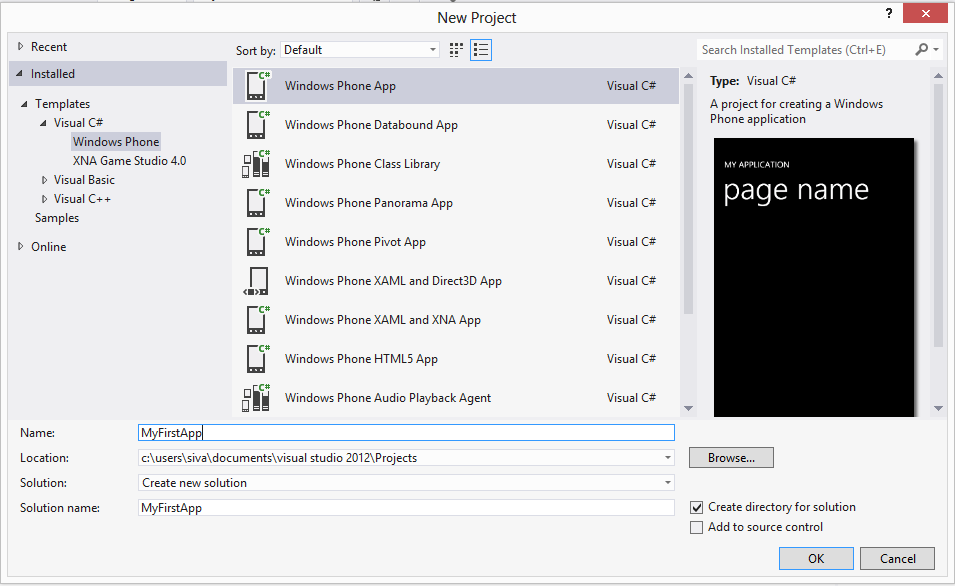 Create First Windows Phone App